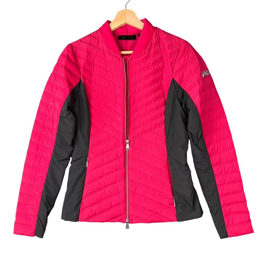 KJUS Women Bellavista Jacket Pink Black 750 Down Quilted Ski Layer LC15-K03 S 36